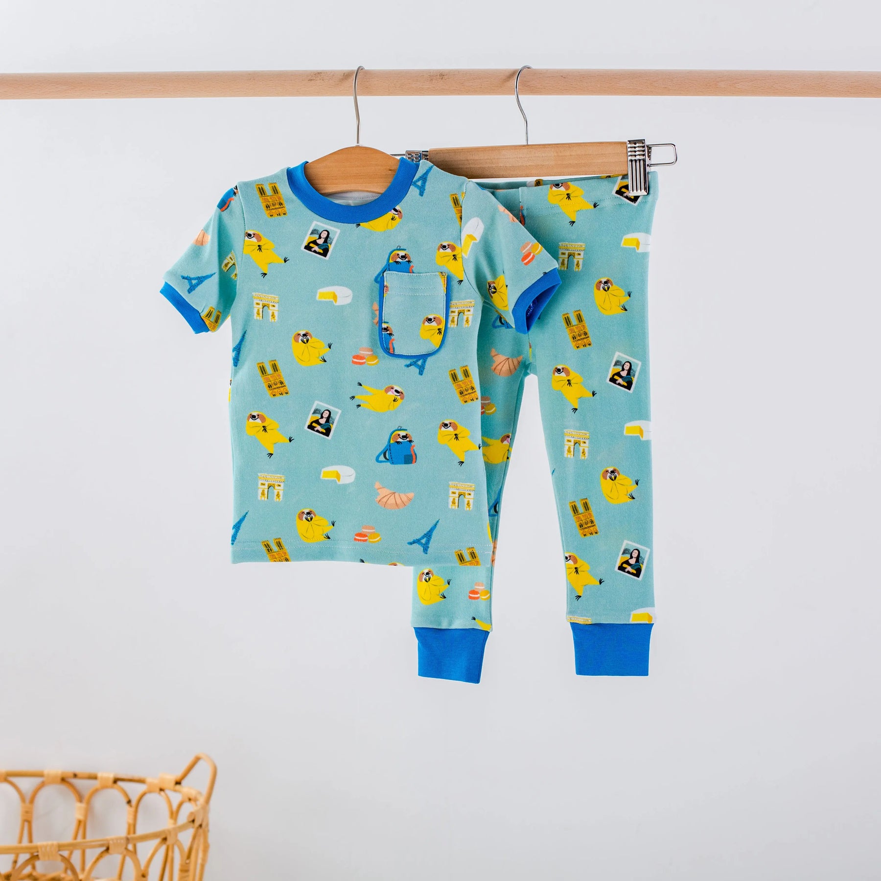 Aya & Pete in Paris Organic Cotton Kids Pajamas & Book Set by Nola Tawk, Southern food gift detail photo 6