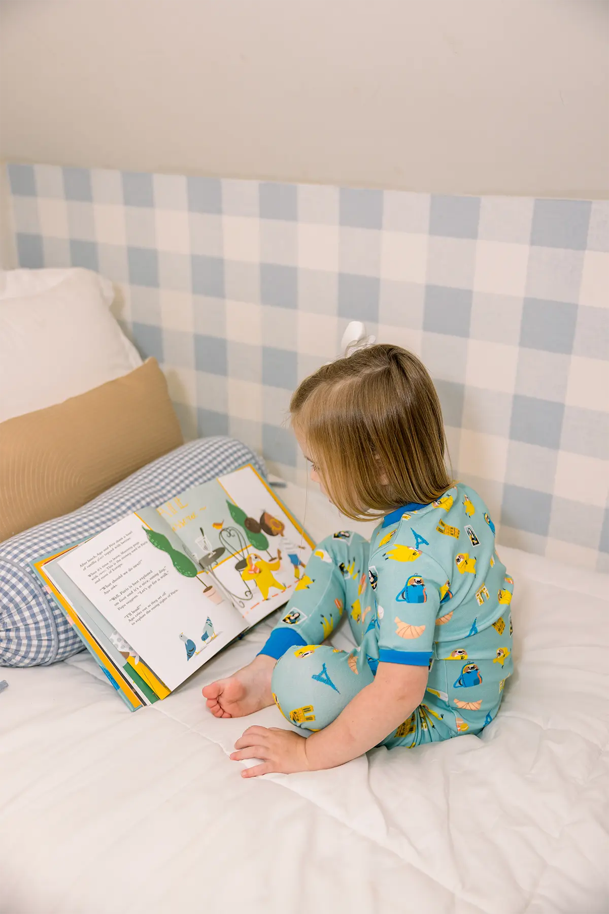 Aya & Pete in Paris Organic Cotton Kids Pajamas & Book Set by Nola Tawk, Southern food gift detail photo 8