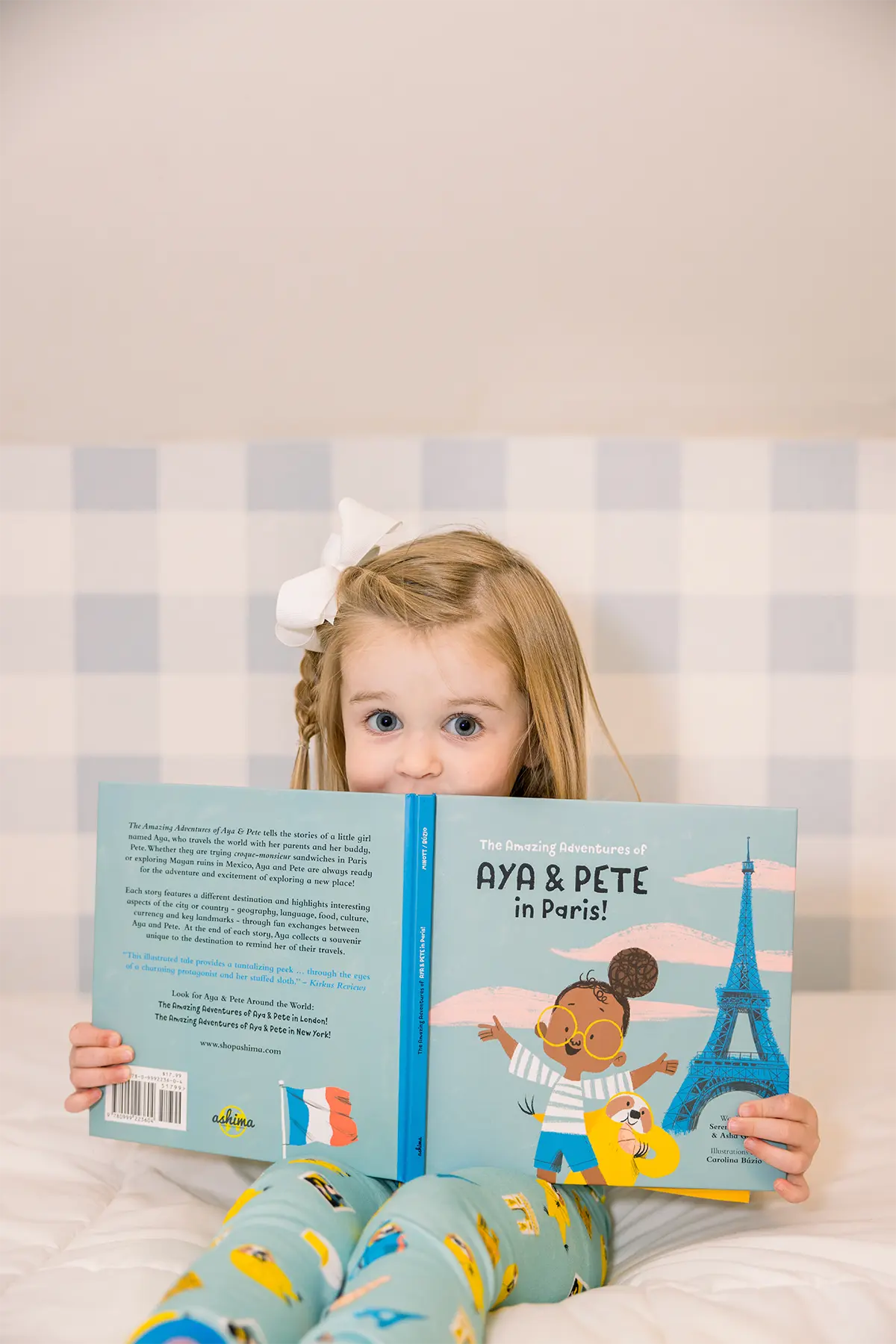 Aya & Pete in Paris Organic Cotton Kids Pajamas & Book Set by Nola Tawk, Southern food gift detail photo 9