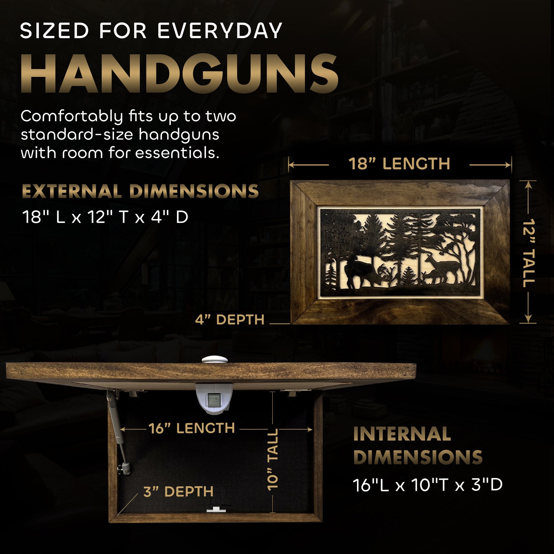 Hidden Gun Safe - Deer Scene Wall Gun Cabinet - Hidden Wall Storage - Wood Gun Cabinet - Handcrafted Gun Concealment Furniture - Hidden Gun Storage by by Bellewood Designs, gun