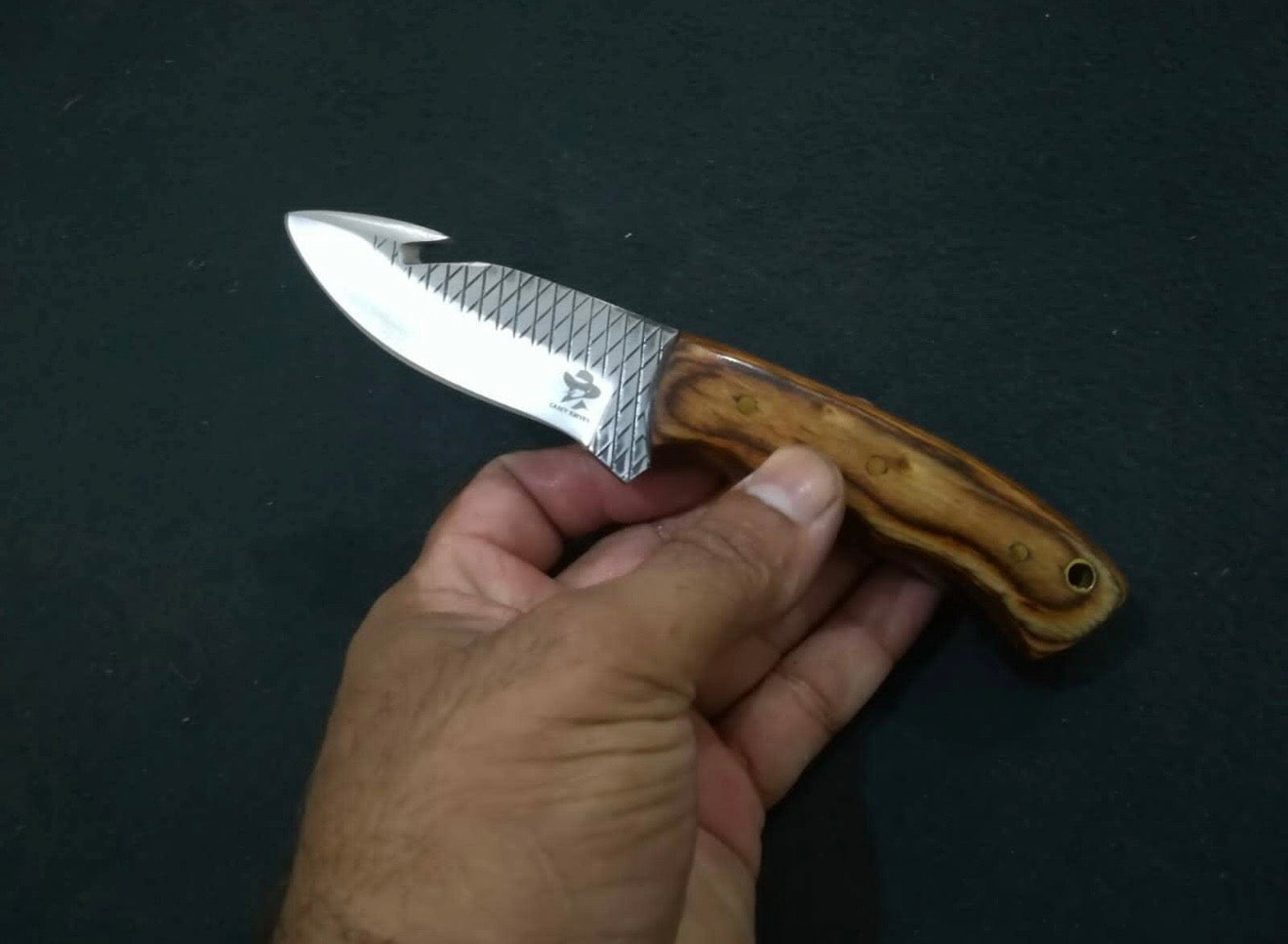 Hand-Forged Rasp Steel Wood Gut Hook Knife product detail, view 7