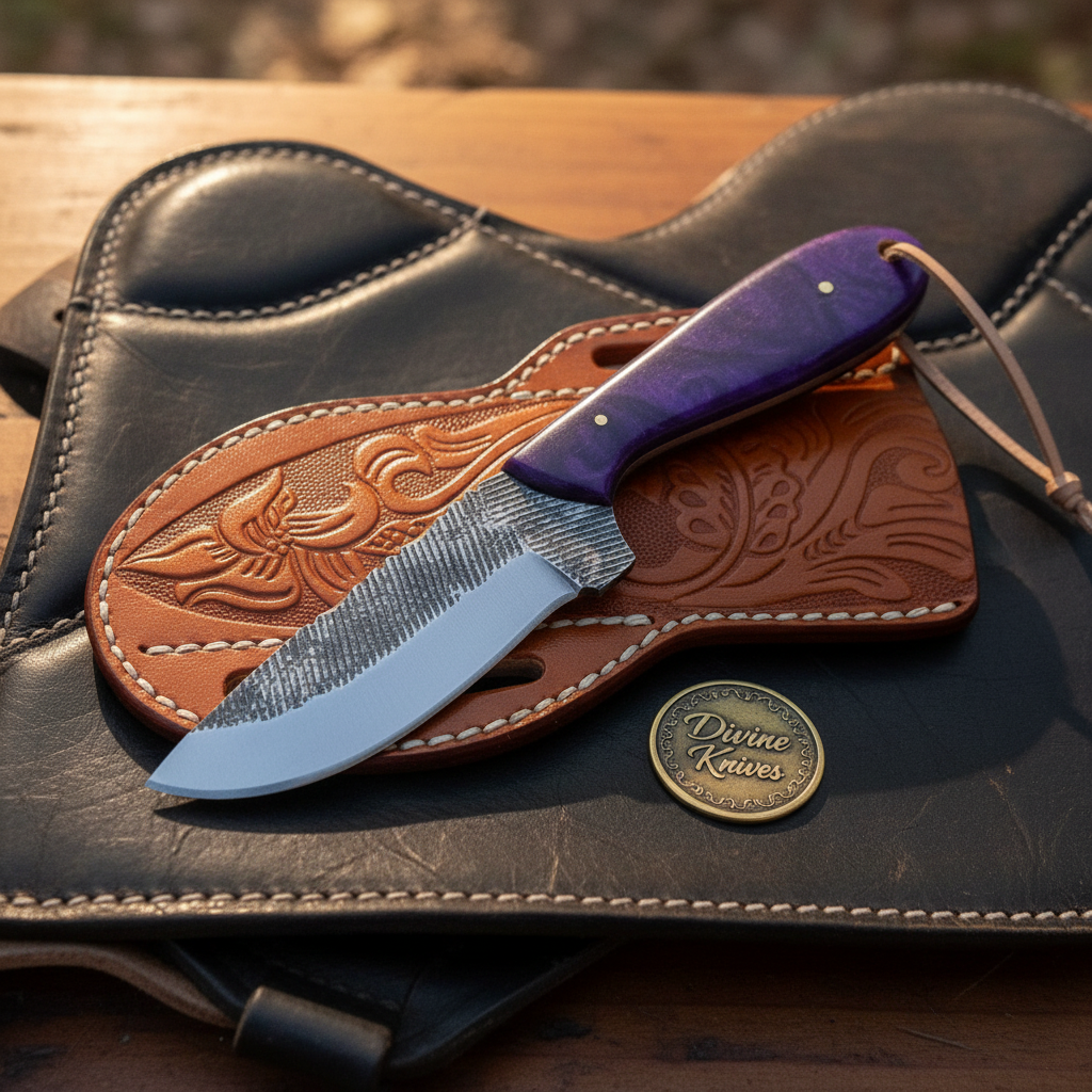 Purple Marbled Resin Rasp Skinner with product detail, view 2