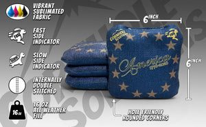 America Distressed Stars & Distressed Stripes - Pro Style REC Cornhole Bags – Regulation 6"x6" – Full Set of 8 by Cornhole Solutions, custom cornhole board detail photo 5