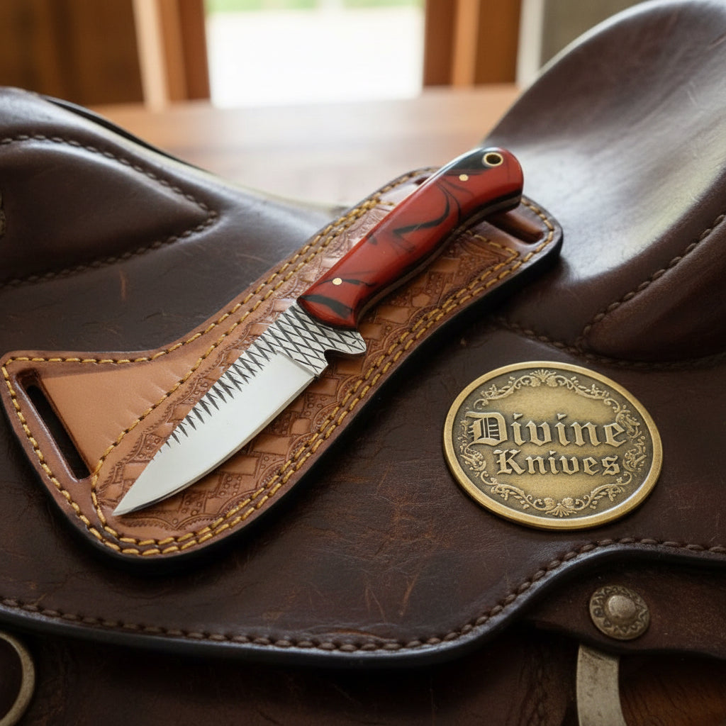 Red Swirl Resin Rasp Skinner with Skinner product detail, view 3