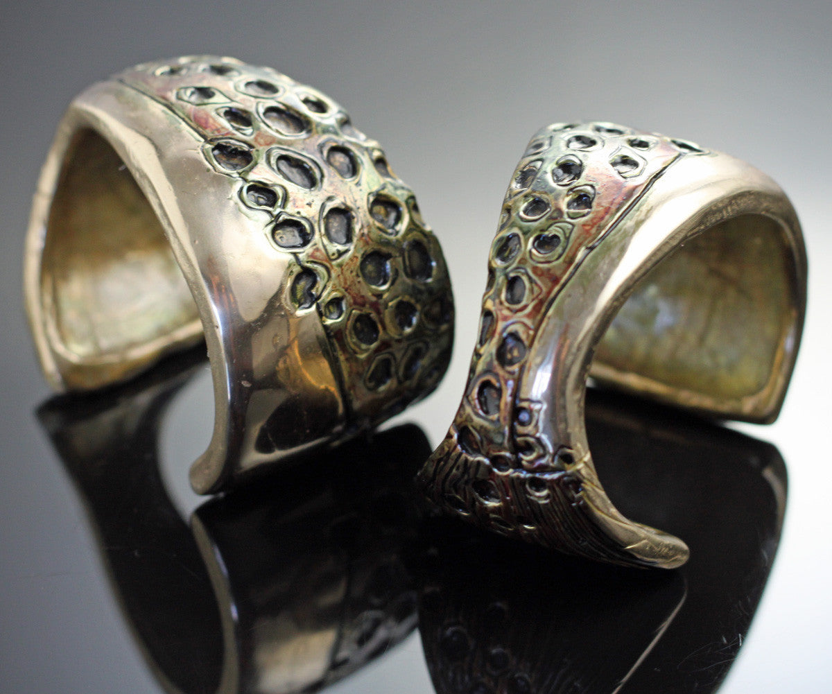 Bronze Speckled Trout Cuff with Patina by Anisa Jewelry