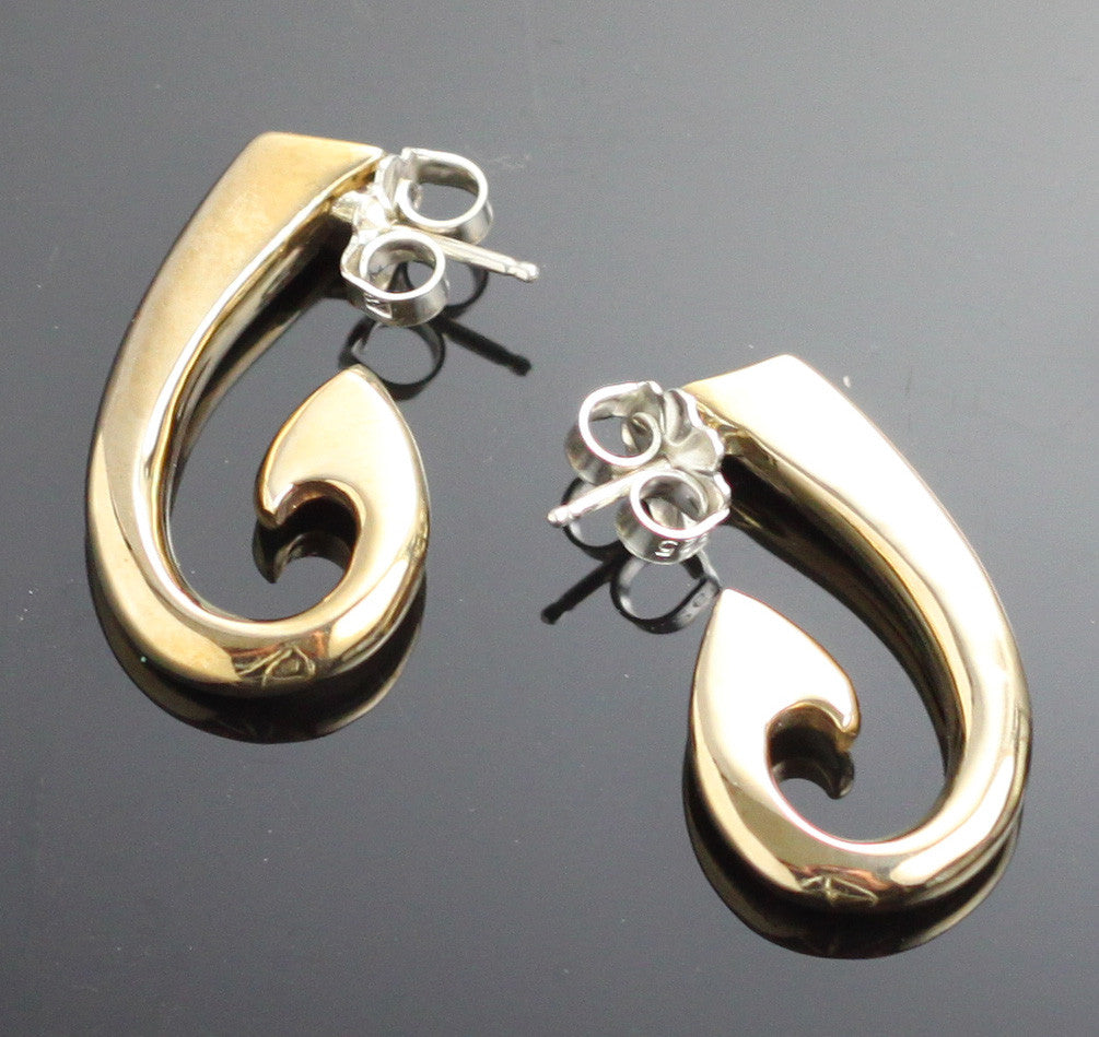 Bronze Circle Hook Earrings with Sterling Silver Posts by Anisa Jewelry