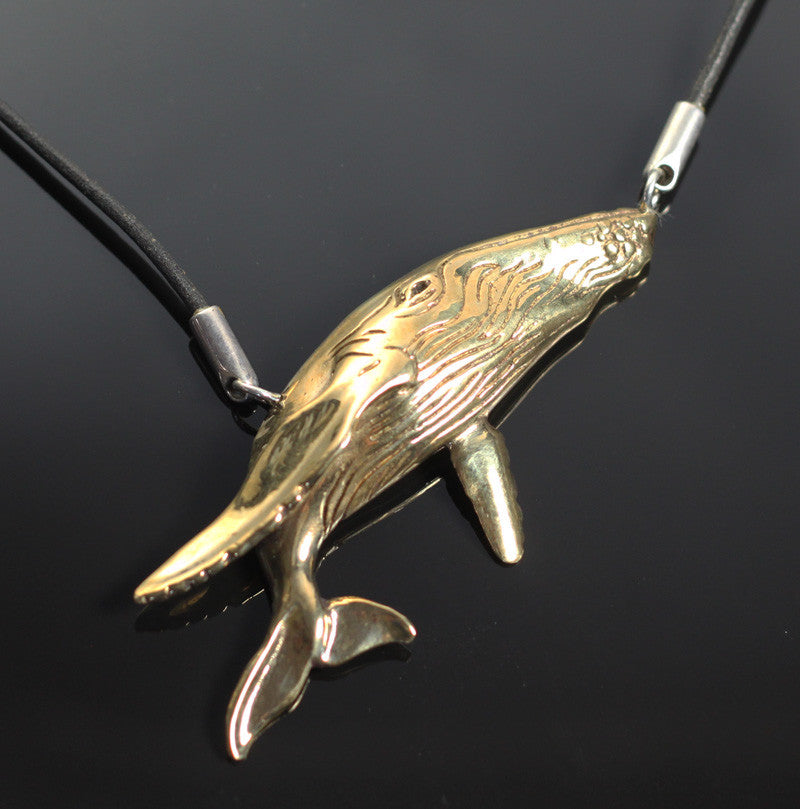 Bronze Humpback Whale Necklace with Silver Findings by Anisa Jewelry