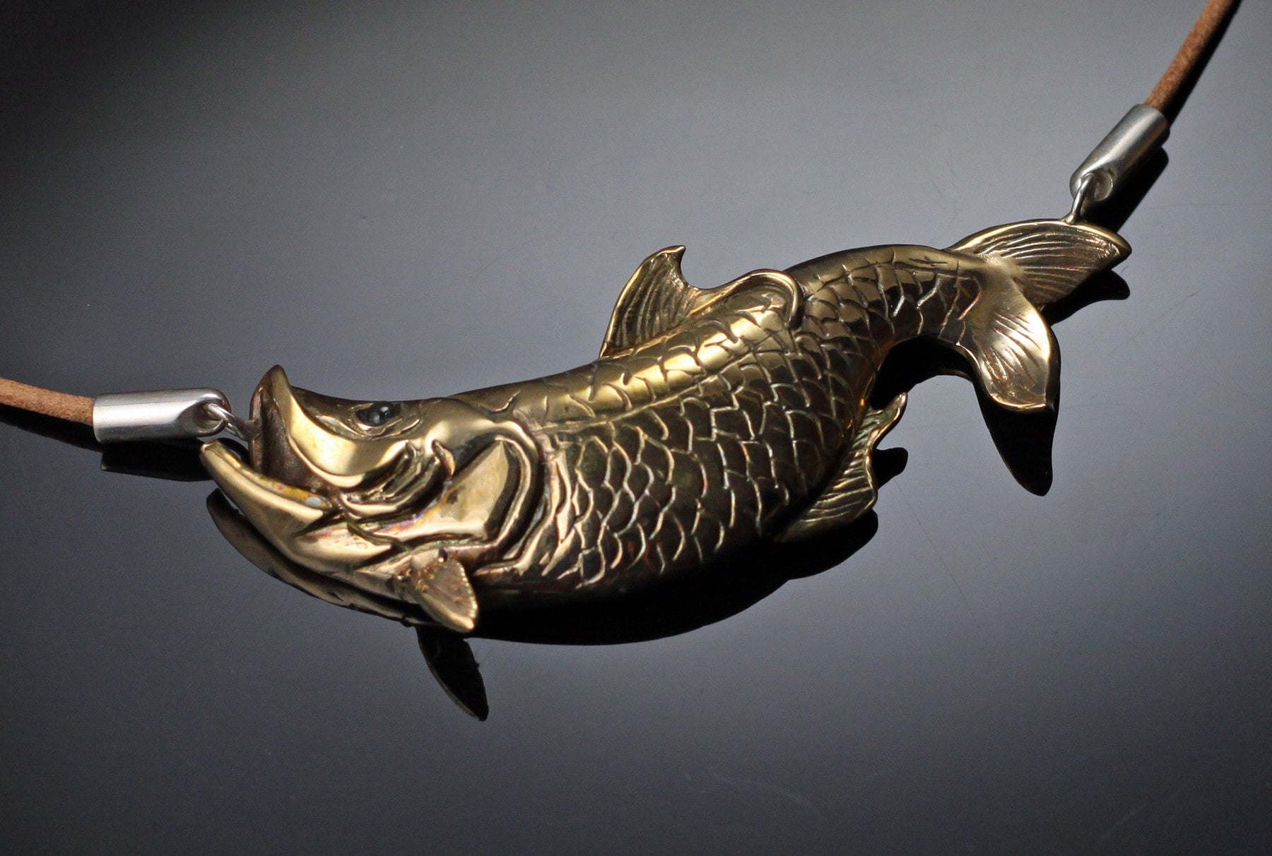 Bronze Tarpon Necklace on Leather by Anisa Jewelry