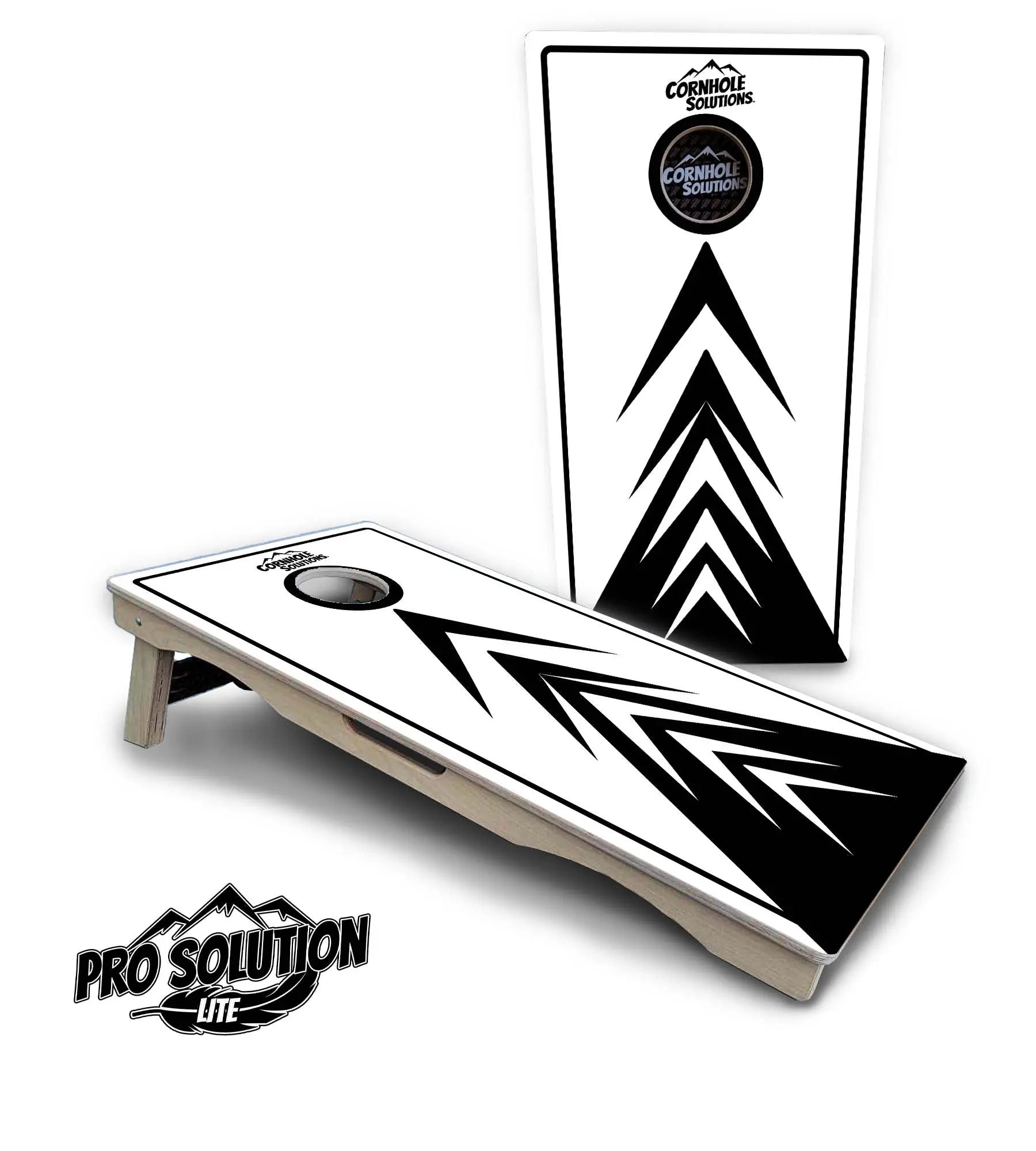 B&W Arrow Cornhole Boards - Pro Solution Lite Series by Cornhole Solutions, custom cornhole board main product photo