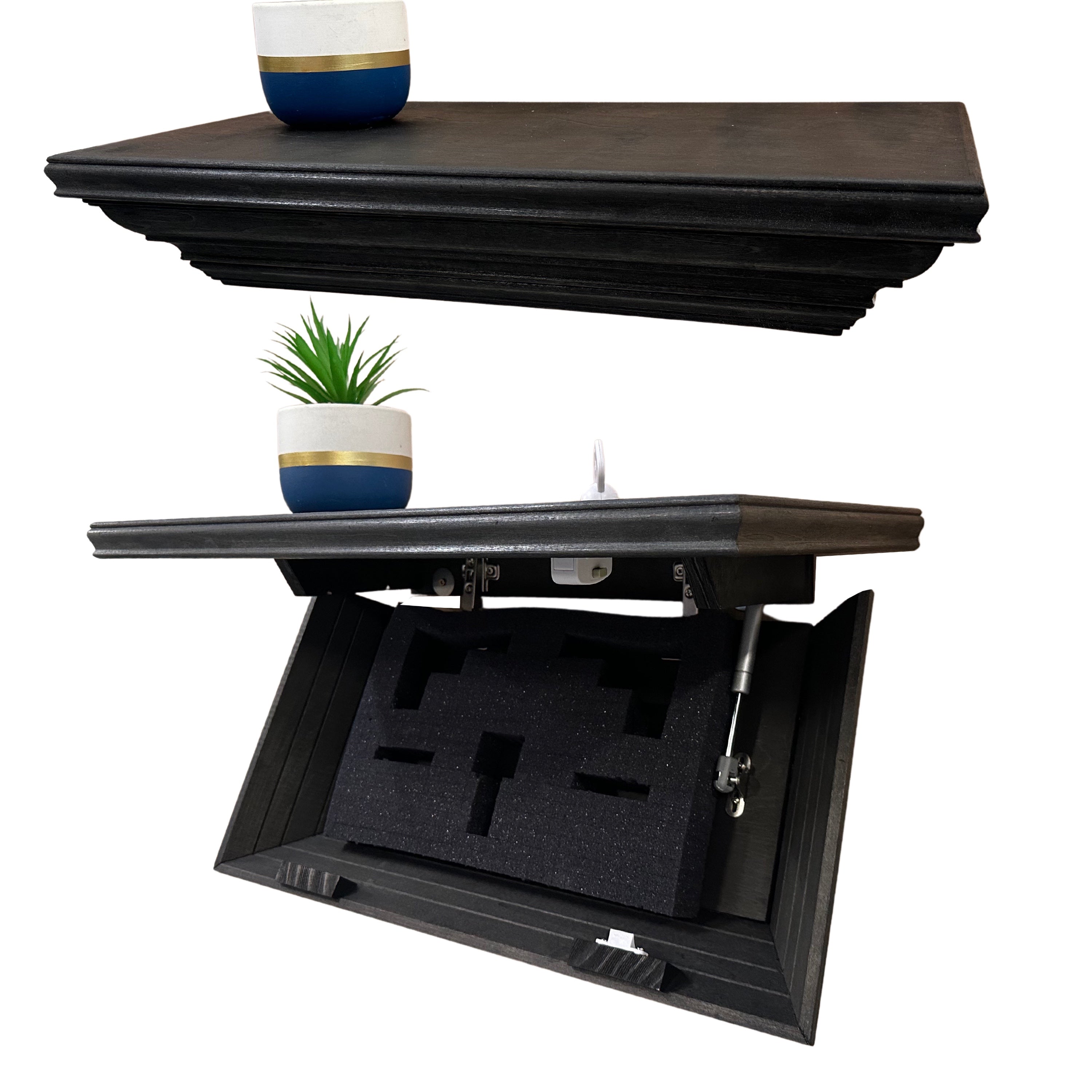 Hidden Gun Storage, Gun Storage Concealment Shelf - Secure Hidden Compartment Storage Shelf Yet Quickly Accessible (Black) by Bellewood Designs, Southern home decor main product