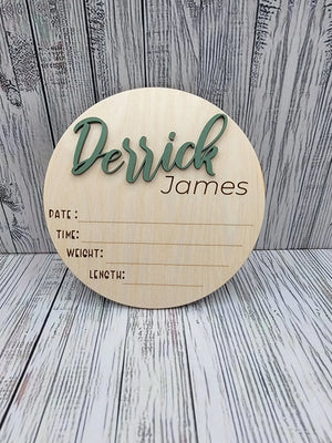 Baby Announcement Sign With Birth Stats by EverLee Creations, Southern home decor main product photo