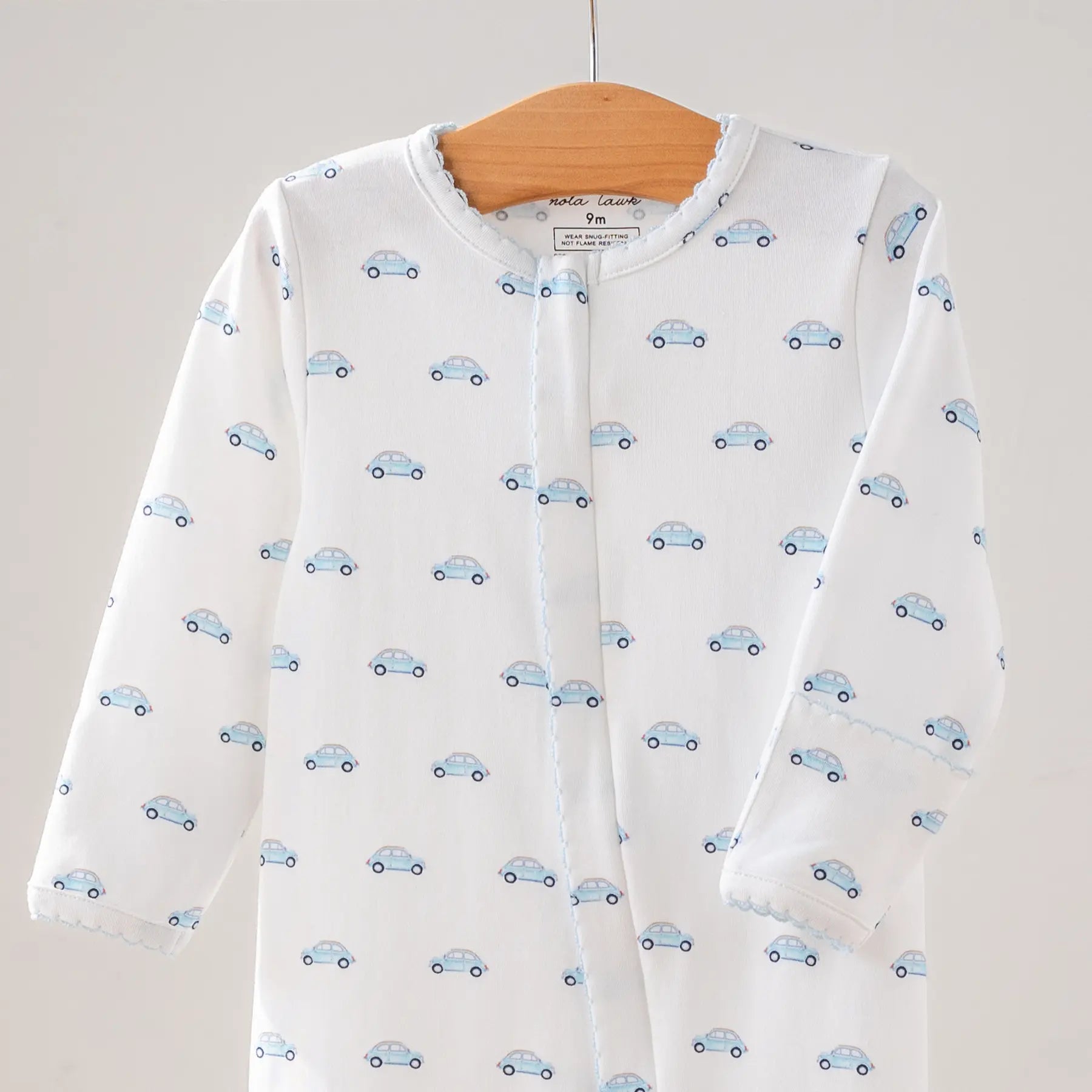 Baby Basics: Little Blue Wheels Organic Cotton Baby Pajamas by Nola Tawk, Southern food gift detail photo 2