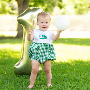 Baby Boy First Birthday Golf Outfit | Hole-In-One Reversible Golf Bubble by Seven Lantern Lane, children's boutique clothing detail photo 3