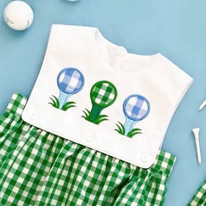 Baby Boy First Birthday Golf Outfit | Hole-In-One Reversible Golf Bubble by Seven Lantern Lane, children's boutique clothing detail photo 11