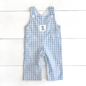 Baby Boy First Birthday Outfit | Smocked Birthday Jon Jon by Seven Lantern Lane, children's boutique clothing main product photo