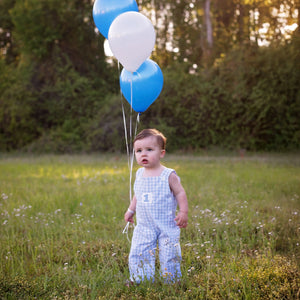 Baby Boy First Birthday Outfit | Smocked Birthday Jon Jon by Seven Lantern Lane, children's boutique clothing detail photo 4