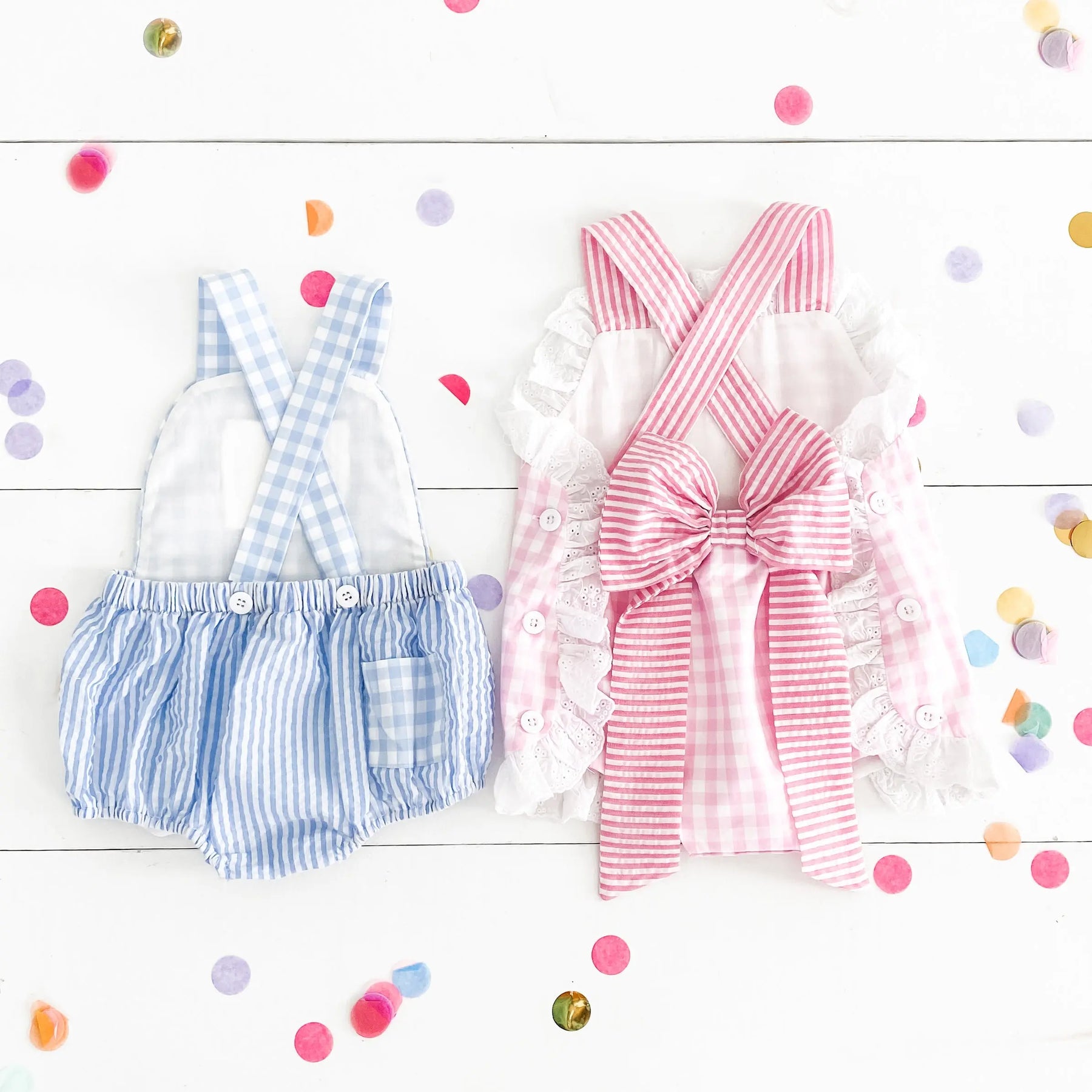 Baby Boy First Birthday Outfit – Smocked Blue Birthday Bubble by Seven Lantern Lane, children's boutique clothing detail photo 16