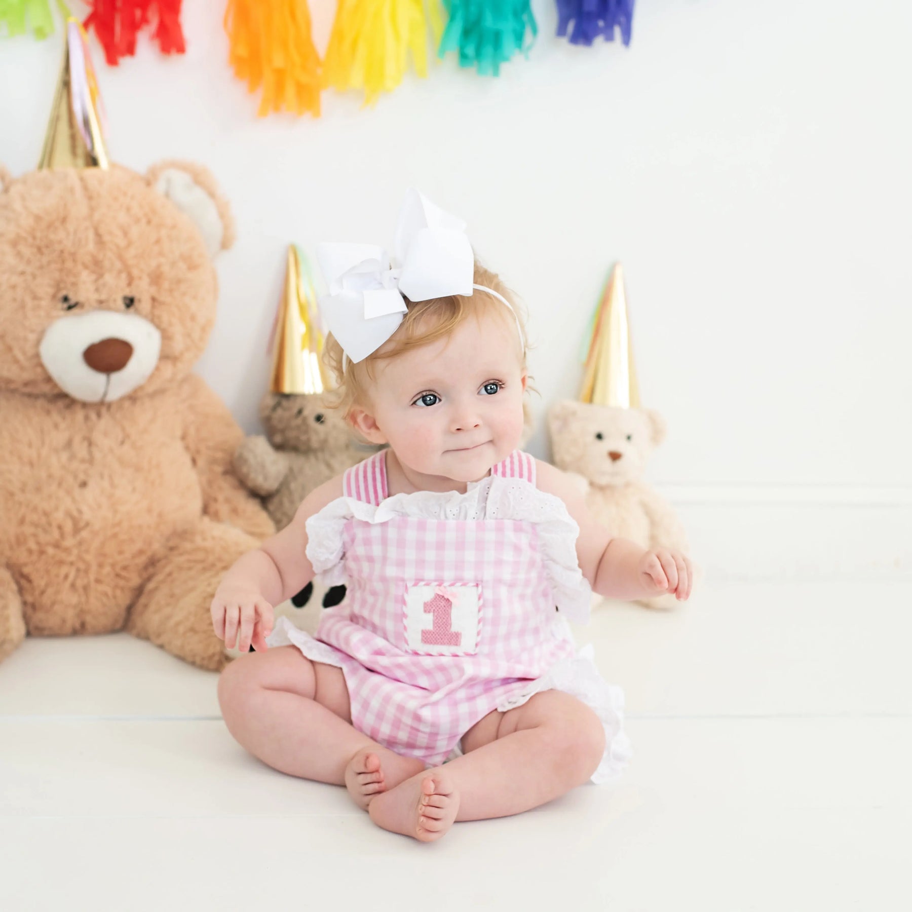 Baby Girl Smocked First Birthday Bubble by Seven Lantern Lane, children's boutique clothing detail photo 4
