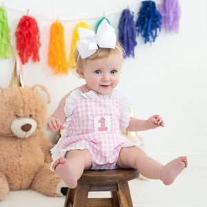 Baby Girl Smocked First Birthday Bubble by Seven Lantern Lane, children's boutique clothing detail photo 6