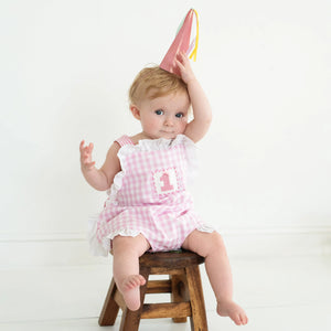 Baby Girl Smocked First Birthday Bubble by Seven Lantern Lane, children's boutique clothing detail photo 11