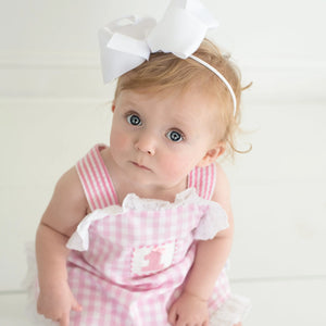 Baby Girl Smocked First Birthday Bubble by Seven Lantern Lane, children's boutique clothing detail photo 14
