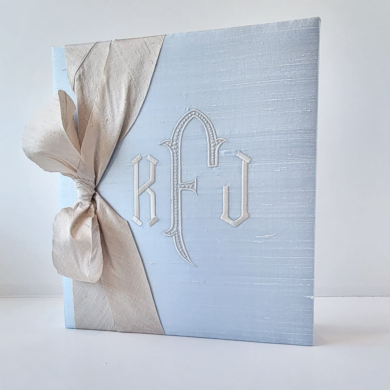 Baby Memory Book - Blue Silk (w/ SILK Bow) by AP Creations in Tuscaloosa, paper gift detail photo 4
