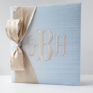 Baby Memory Book - Blue Silk (w/ SILK Bow) by AP Creations in Tuscaloosa, paper gift main product photo