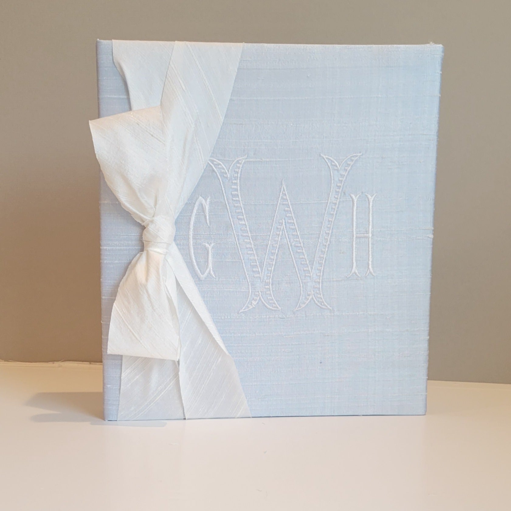 Baby Memory Book - Blue Silk (w/ SILK Bow) by AP Creations in Tuscaloosa, paper gift detail photo 3