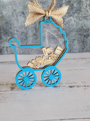 Baby's First Christmas Ornament Baby Carriage Edition by EverLee Creations, Southern home decor detail photo 2