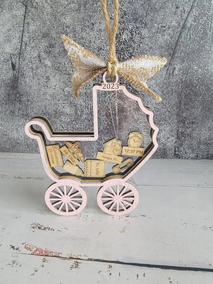 Baby's First Christmas Ornament Baby Carriage Edition by EverLee Creations, Southern home decor detail photo 8