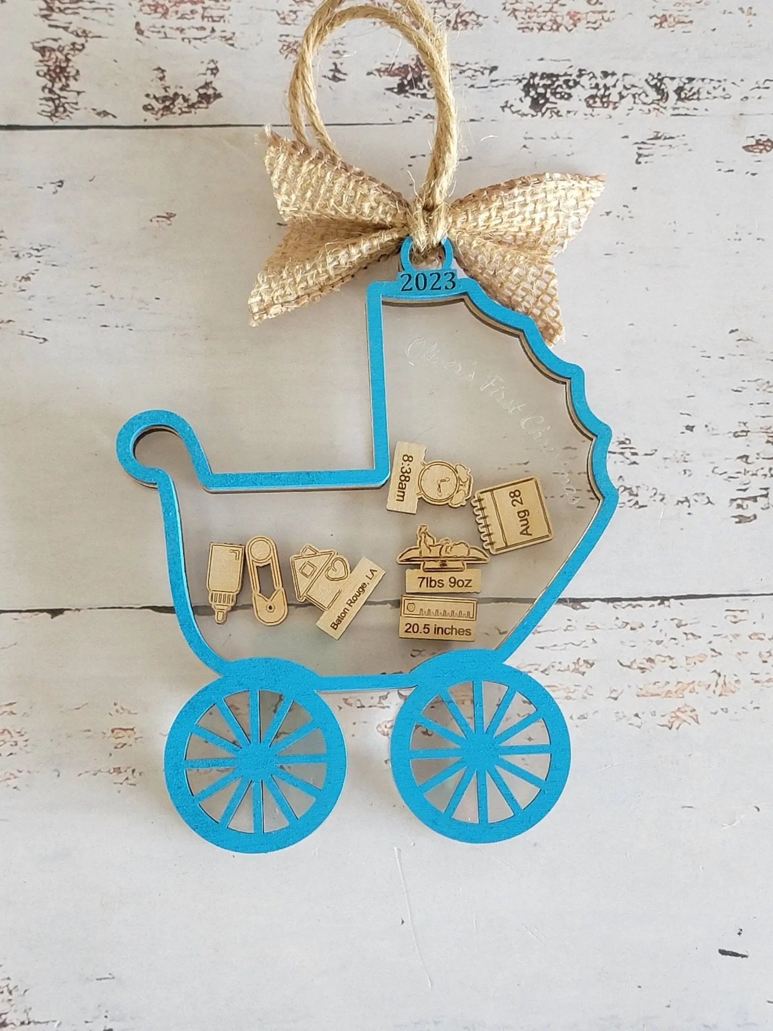 Baby's First Christmas Ornament Baby Carriage Edition by EverLee Creations, Southern home decor detail photo 10