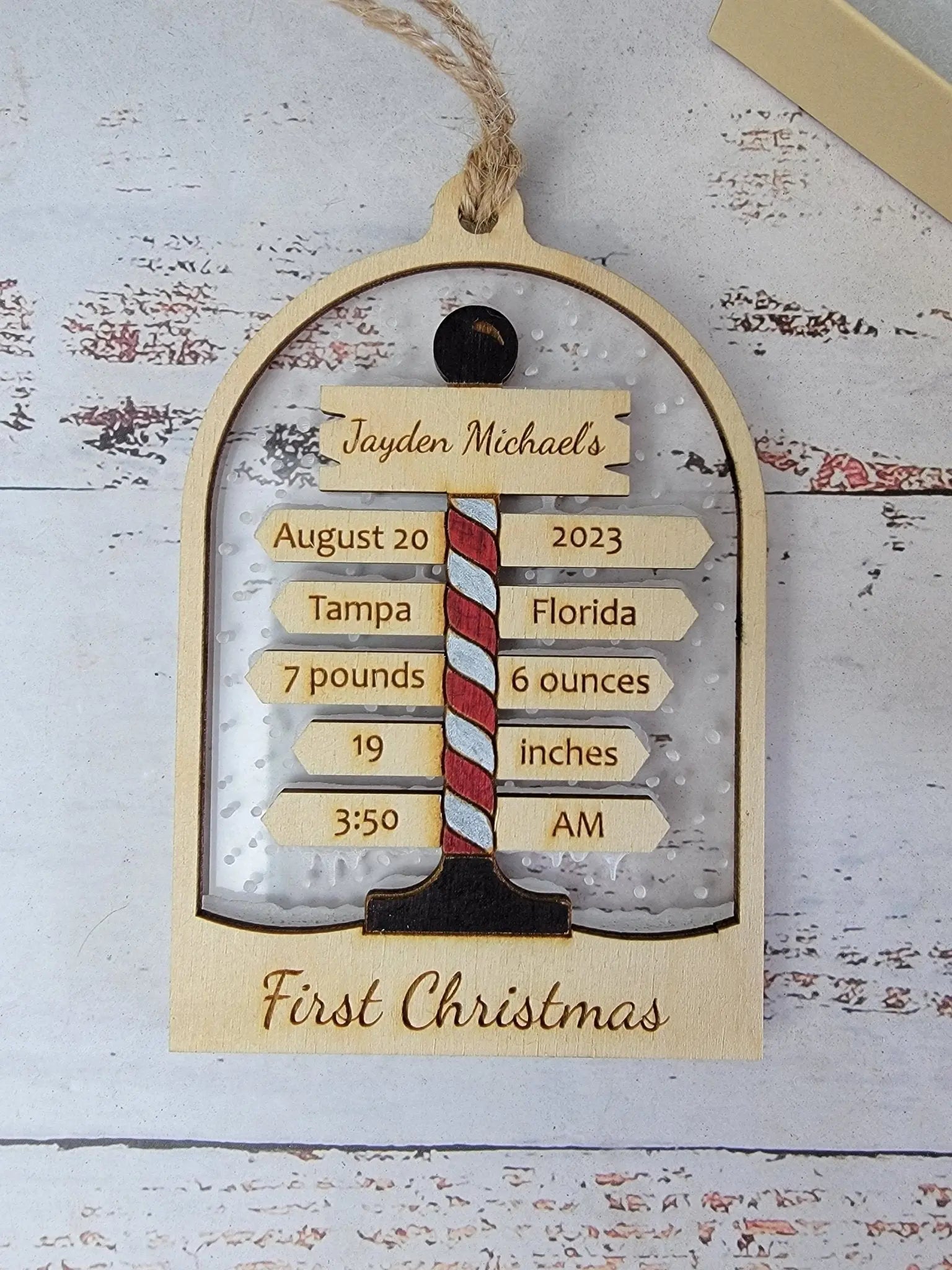 Baby's First Christmas Ornament North Pole Edition by EverLee Creations, Southern home decor detail photo 6