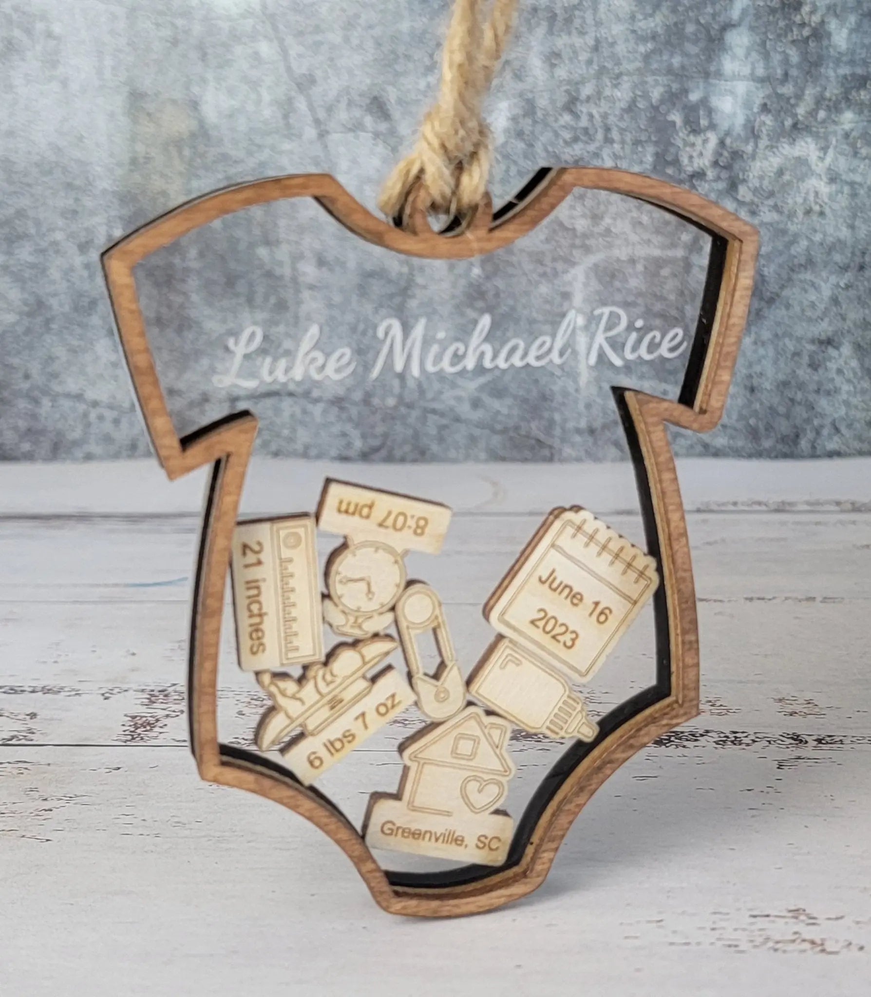 Baby's First Christmas Ornament Onesie Edition by EverLee Creations, Southern home decor main product photo