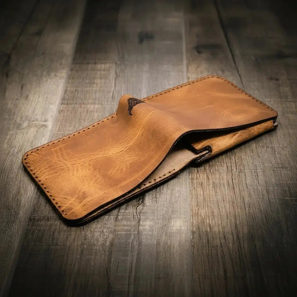 Badge Bifold Wallet by Bull Sheath Leather, handmade leather goods detail photo 2