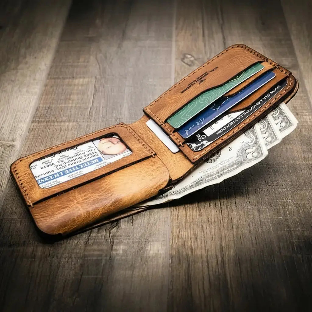 Badge Bifold Wallet by Bull Sheath Leather, handmade leather goods detail photo 6