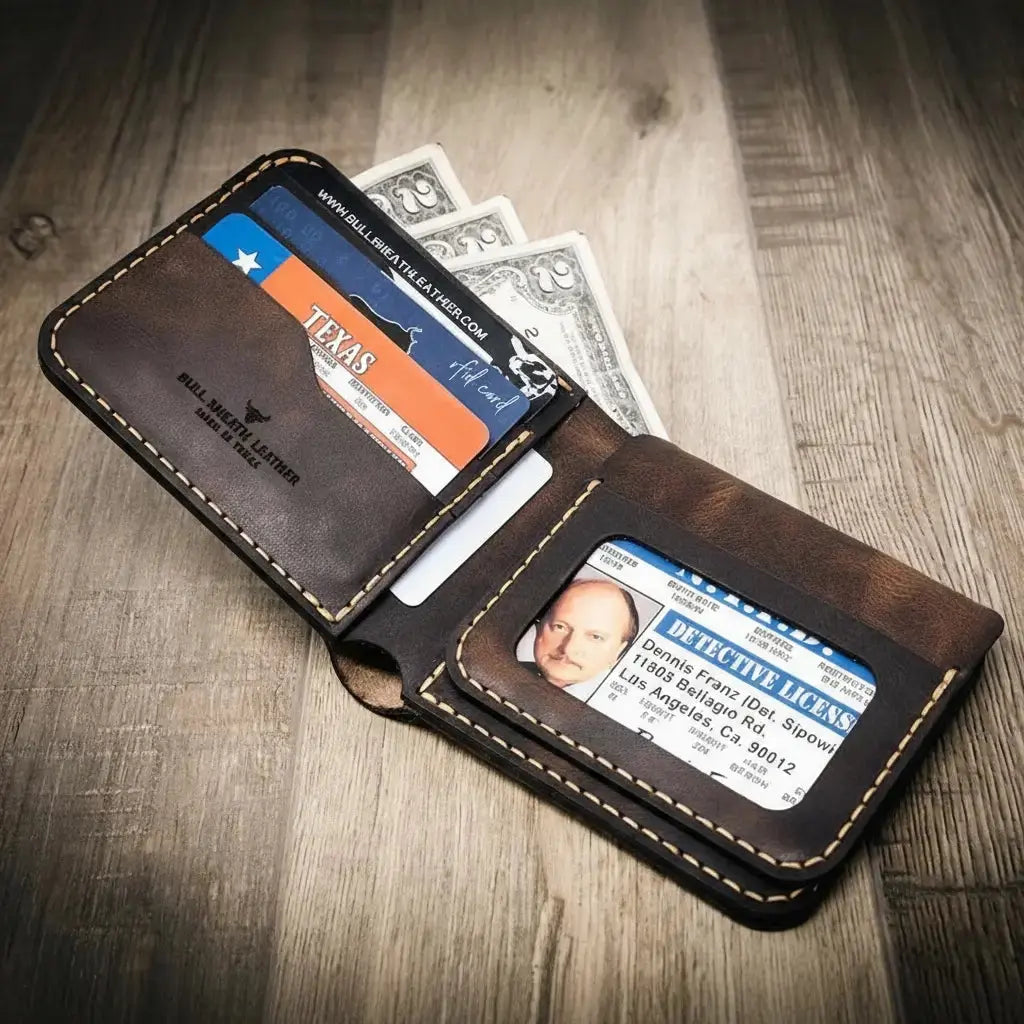 Badge Bifold Wallet by Bull Sheath Leather, handmade leather goods detail photo 14