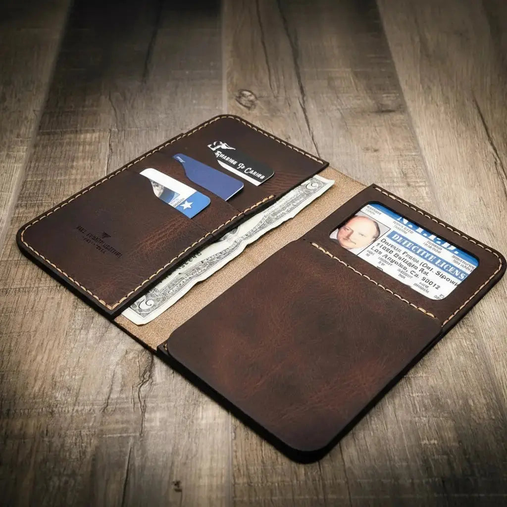 Badge Long Wallet by Bull Sheath Leather, handmade leather goods detail photo 11