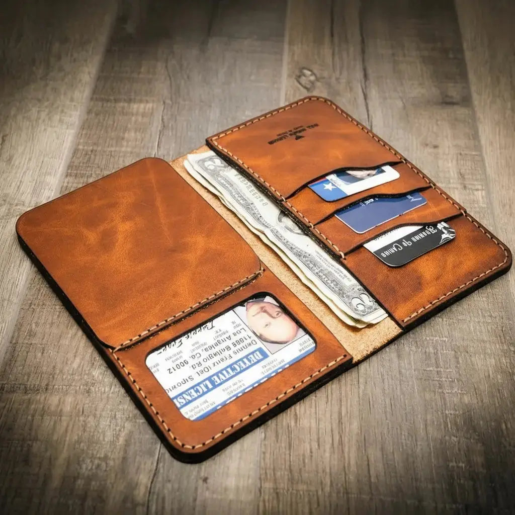 Badge Long Wallet by Bull Sheath Leather, handmade leather goods detail photo 17