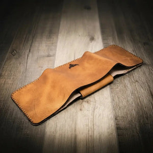 Badge Trifold Wallet by Bull Sheath Leather, handmade leather goods detail photo 5
