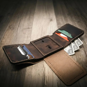 Badge Trifold Wallet by Bull Sheath Leather, handmade leather goods detail photo 16