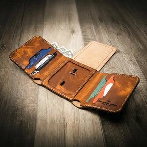 Badge Trifold Wallet by Bull Sheath Leather, handmade leather goods detail photo 17