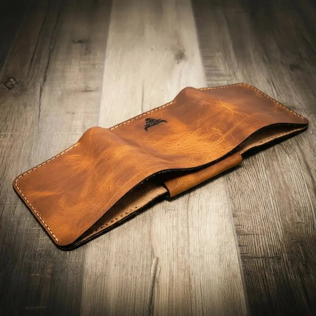 Badge Trifold Wallet by Bull Sheath Leather, handmade leather goods detail photo 19