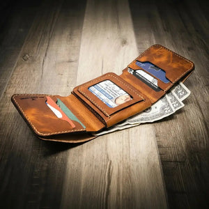Badge Trifold Wallet by Bull Sheath Leather, handmade leather goods detail photo 21