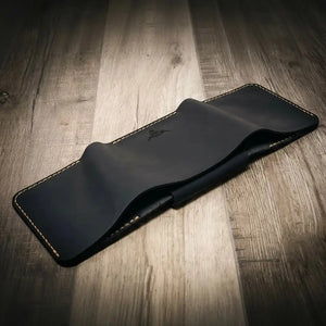 Badge Trifold Wallet by Bull Sheath Leather, handmade leather goods detail photo 25