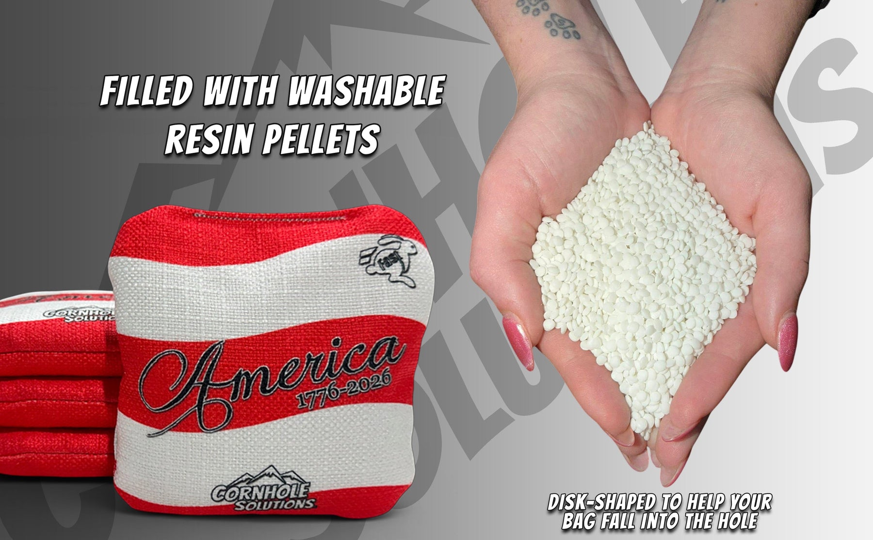 America Stars & Stripes - Pro Style REC Cornhole Bags – Regulation 6"x6" – Full Set of 8 by Cornhole Solutions, custom cornhole board detail photo 6