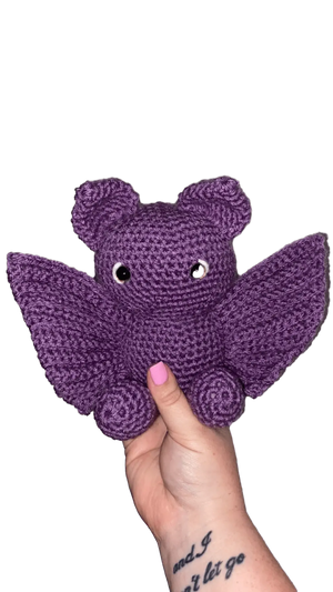 Bailey the Bat - Handmade Crochet Bat Plush Amigurumi Comfort Toy by Klassy Krafts, 3D printed gift main product photo