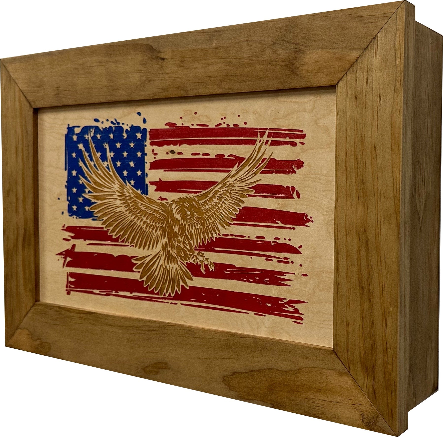 Bald Eagle & American Flag Patriotic Decorative Wall-Mounted Secure Gun Cabinet by Bellewood Designs, Southern home decor detail photo 9