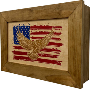 Bald Eagle & American Flag Patriotic Decorative Wall-Mounted Secure Gun Cabinet by Bellewood Designs, Southern home decor detail photo 9