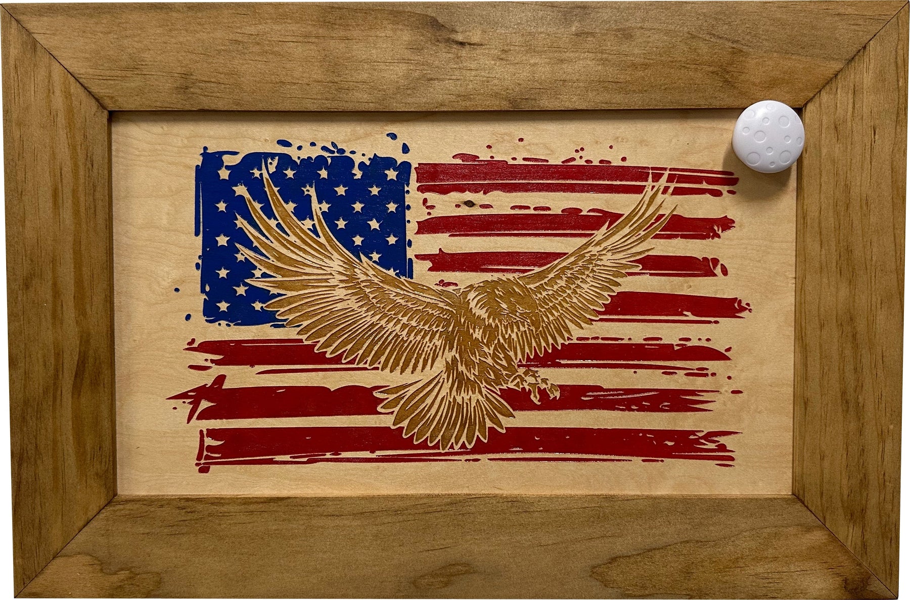 Bald Eagle & American Flag Patriotic Decorative Wall-Mounted Secure Gun Cabinet by Bellewood Designs, Southern home decor detail photo 4