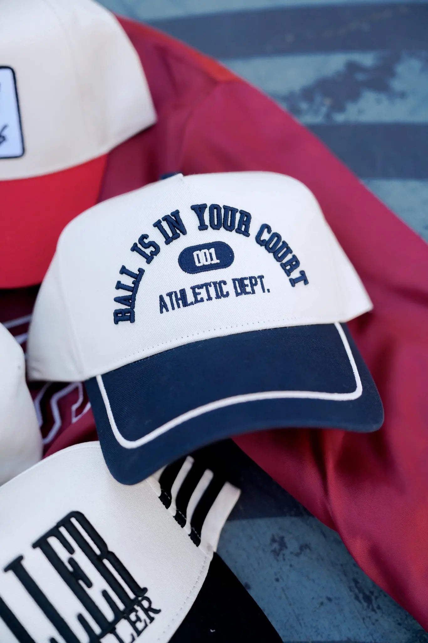 Ball is in your Court - Navy Vintage Trucker Hat by KenzKustomz, Southern lifestyle apparel main product photo